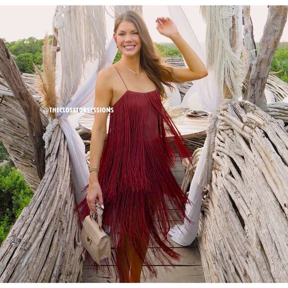 ZARA Fringe Midi Dress with Spaghetti Straps NWT 🤎 - Picture 9 of 16